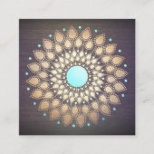 金ゴールドエレガントロータスマンダラウッドヨガインストラクター スクエア名刺 (正面)