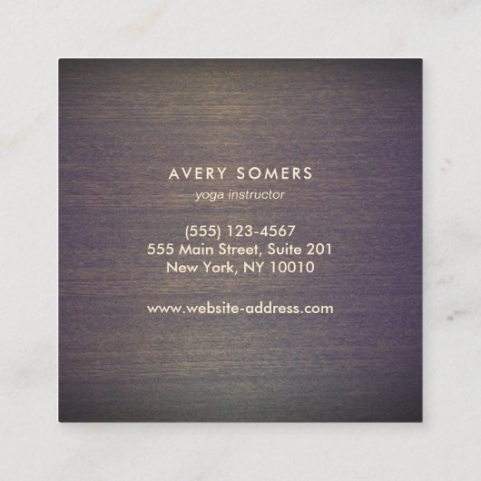 金ゴールドエレガントロータスマンダラウッドヨガインストラクター スクエア名刺 (裏面)