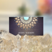 金ゴールドエレガントロータスマンダラウッドヨガインストラクター 名刺