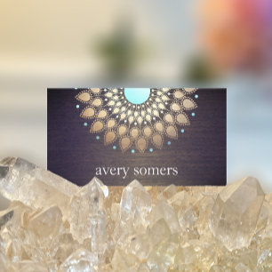 金ゴールドエレガントロータスマンダラウッドヨガインストラクター 名刺