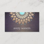 金ゴールドエレガントロータスマンダラウッドヨガインストラクター 名刺 (正面)