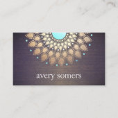 金ゴールドエレガントロータスマンダラウッドヨガインストラクター 名刺 (正面)