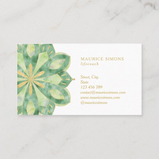 金ゴールドエレガントロータスヨガインストラクターマンダラ事業 名刺 (裏面)