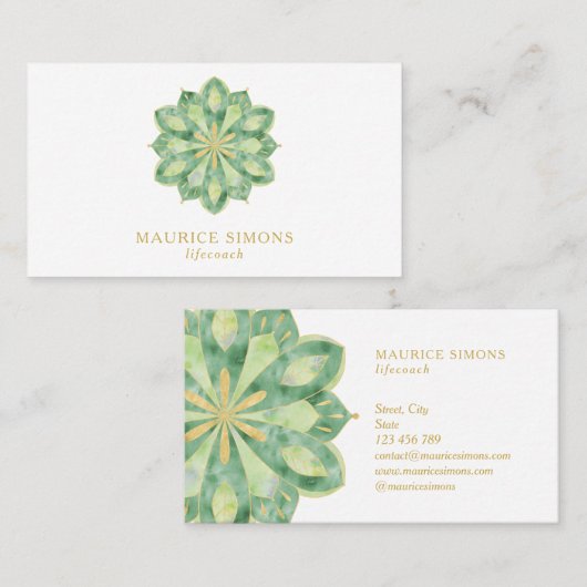 金ゴールドエレガントロータスヨガインストラクターマンダラ事業 名刺 (正面/裏面)