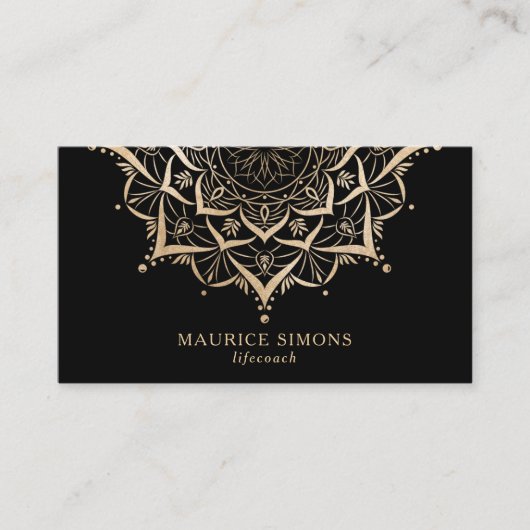 金ゴールドエレガントロータスヨガインストラクター曼荼羅 名刺 (正面)