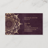 金ゴールドエレガントロータスヨガインストラクター曼荼羅 名刺 (裏面)