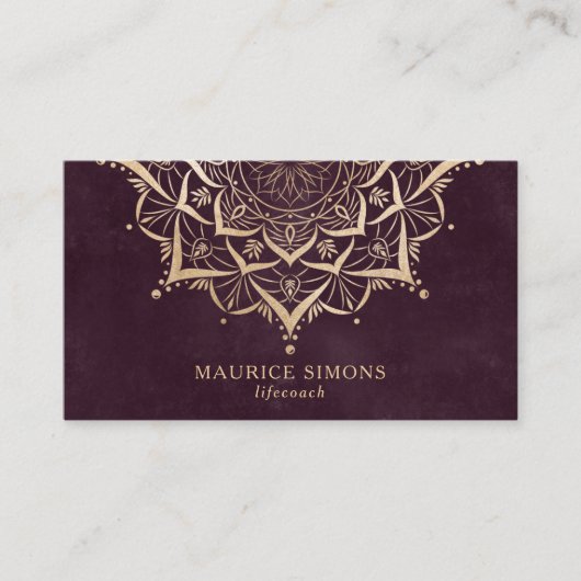 金ゴールドエレガントロータスヨガインストラクター曼荼羅 名刺 (正面)