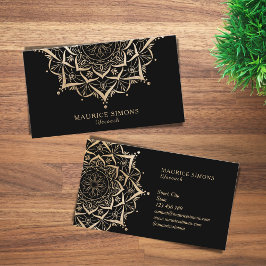 金ゴールドエレガントロータスヨガインストラクター曼荼羅 名刺