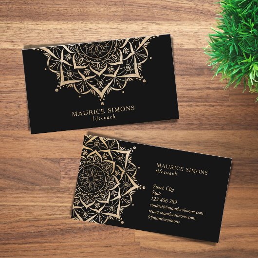 金ゴールドエレガントロータスヨガインストラクター曼荼羅 名刺