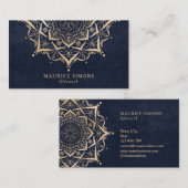 金ゴールドエレガントロータスヨガインストラクター曼荼羅 名刺 (正面/裏面)