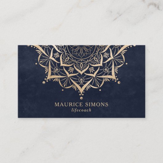 金ゴールドエレガントロータスヨガインストラクター曼荼羅 名刺 (正面)