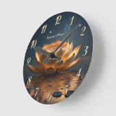 金ゴールドエレガントロータス,ダーク,ヨガ ラウンド壁時計 (傾斜)