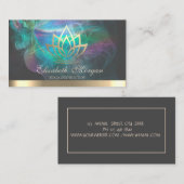 金ゴールドエレガントロータス、ホログラフィックインクヨガ 名刺 (正面/裏面)