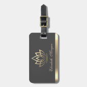 金ゴールドエレガントロータス、ヨガ ラゲッジタグ (正面縦)