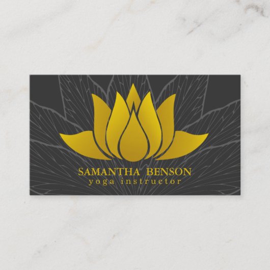 金ゴールドエレガントロータロゴブラックエレガントフローラヨガ 名刺 (正面)
