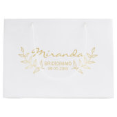 金ゴールドエレガントローレパーソナライズされたルBridesmaids ラージペーパーバッグ (正面)