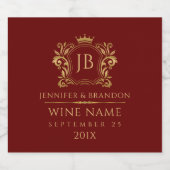 金ゴールドエレガントローレルリースクラウンオンレッド スパークリングワインラベル (シングルラベル)