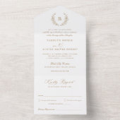 金ゴールドエレガントローレルリース結婚ズモノグラムクレスト オールインワン招待状 (内側)