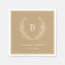 金ゴールドエレガントローレルリース結婚ズモノグラム スタンダードカクテルナプキン
