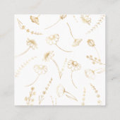 金ゴールドエレガントワイルドフラワースケッチフェミニン スクエア名刺 (裏面)