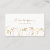 金ゴールドエレガントワイルドフラワースケッチフェミニン 名刺 (正面)