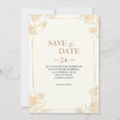 金ゴールドエレガントワイルドフラワーフォトボ結婚ホさん 招待状 (裏面)