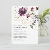 金ゴールドエレガントワインブルゴーニュフローラブライダルシャワー 招待状 (スタンド正面)