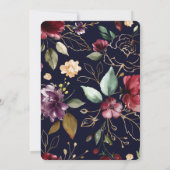 金ゴールドエレガントワインブルゴーニュフローラブライダルシャワー 招待状 (裏面)