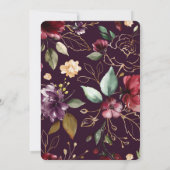 金ゴールドエレガントワインブルゴーニュフローラブライダルシャワー 招待状 (裏面)