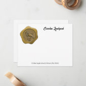 金ゴールドエレガントワックスシールとレオ ノートカード (正面/裏面インサイチュ)