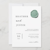 金ゴールドエレガントワックスシールセージ結婚グリーン 招待状 (正面)