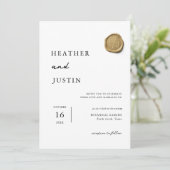 金ゴールドエレガントワックスシールユニーク結婚式招待状 招待状 (スタンド正面)