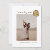 金ゴールドエレガントワックスシール写真結婚の皆様へ サンキューカード (正面)