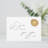 金ゴールドエレガントワックススタンプ企業のディナーRSVPカード 出欠カード (スタンド正面)