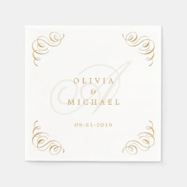 金ゴールドエレガントヴィンテージが書を盛り結婚上げる スタンダードカクテルナプキン