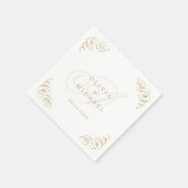金ゴールドエレガントヴィンテージが書を盛り結婚上げる スタンダードカクテルナプキン (角)