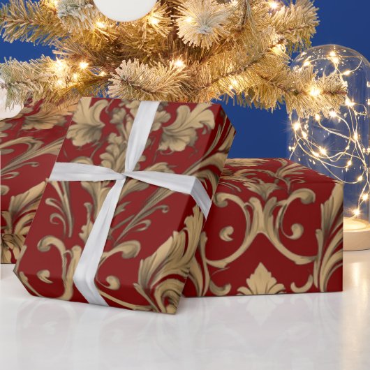 金ゴールドエレガントヴィンテージの低下 ラッピングペーパー (クリスマス)