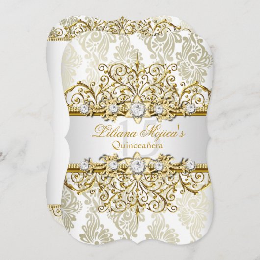 金ゴールドエレガントヴィンテージグラマーキンセアニェラ2 招待状 (正面/裏面)