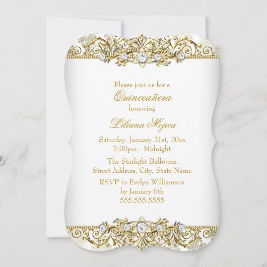 金ゴールドエレガントヴィンテージグラマーキンセアニェラ2 招待状 (裏面)