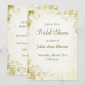 金ゴールドエレガントヴィンテージブライダルシャワー招待 招待状 (正面/裏面)