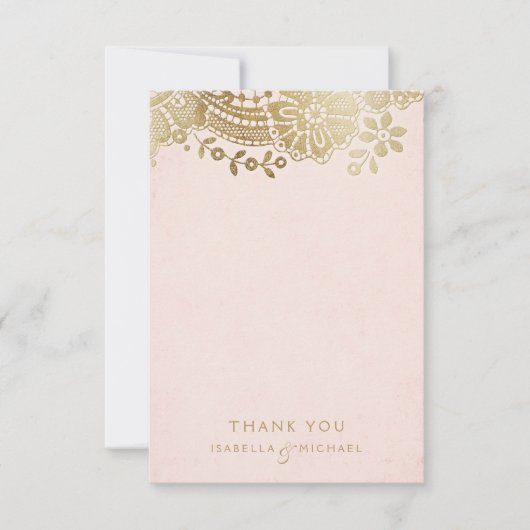 金ゴールドエレガントヴィンテージレ結婚ース感謝していユー サンキューカード (正面)