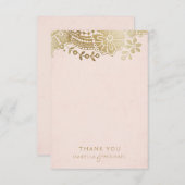 金ゴールドエレガントヴィンテージレ結婚ース感謝していユー サンキューカード (正面/裏面)