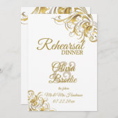 金ゴールドエレガントヴィンテージ結婚スワーズDin 招待状 (正面/裏面)