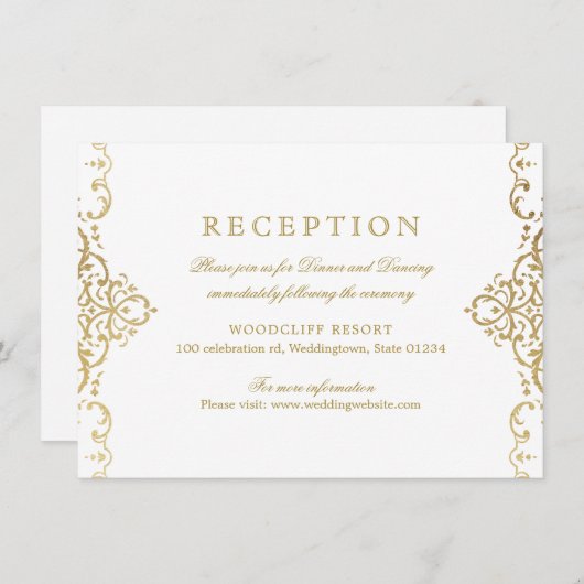 金ゴールドエレガントヴィン華美テージ結婚式披露宴 招待状 (正面/裏面)