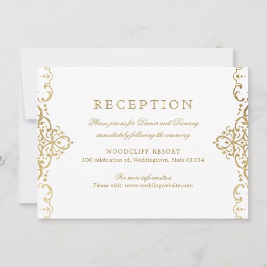 金ゴールドエレガントヴィン華美テージ結婚式披露宴 招待状 (正面)