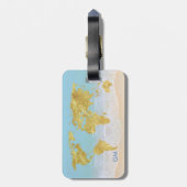 金ゴールドエレガント世界地図ビーチモノグラカスタムム ラゲッジタグ (裏面縦)