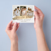 金ゴールドエレガント予算の結婚式の招待の日付を保存 チラシ (手)