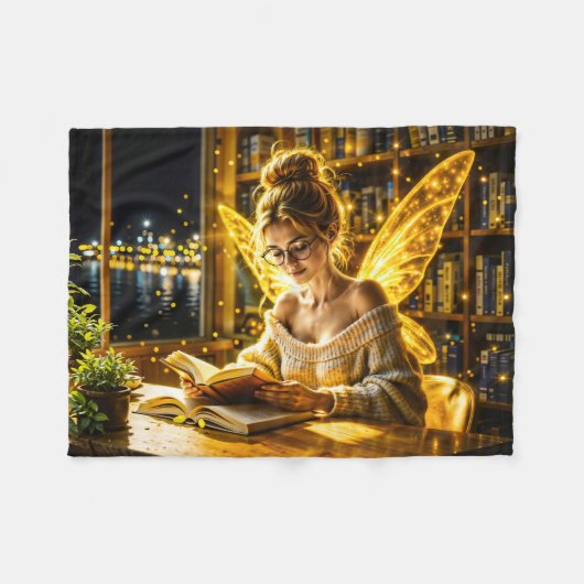 金ゴールドエレガント光10代のの妖精の黄金 フリースブランケット (正面(横))