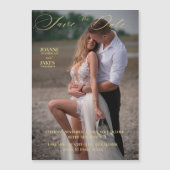 金ゴールドエレガント写真の日付の保存 マグネット招待状 (正面)