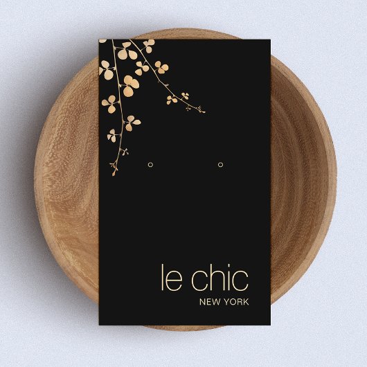 金ゴールドエレガント分岐黒耳飾り表示ホルダー 名刺